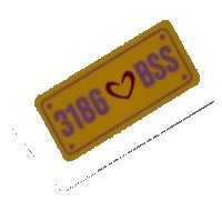 LEGO part Slope 30 1 x 2 x 2/3 with Dark Red Heart and '3186 BSS' Pattern (Sticker) - Set 3186 85984pb028