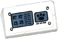 LEGO part Slope 30 1 x 2 x 2/3 with Control Panel with Rivets and Alien Characters and Paw Print on Screens Pattern (Sticker) - Set 70223 85984pb088