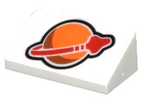 LEGO part Slope 30 1 x 2 x 2/3 with Orange and Red Classic Space Logo Pattern 85984pb374