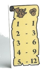 LEGO part Tile 2 x 4 with Tan Scroll with Black Numbers Pattern 87079pb0009