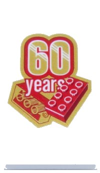 LEGO part Tile 2 x 4 with Gold and Red '60 years' and 2 x 4 Bricks Pattern 87079pb0465