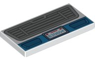 LEGO part Tile 2 x 4 with Vehicle Dark Bluish Gray Grille, Dark Azure Bumper and 'B3N604' Pattern 87079pb0597