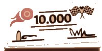 LEGO part Tile 2 x 4 with Metallic Pink Flaming Wheel, Black '10.000', Lines, Signatures, Checkered Flags, and Heart Pattern (Sticker) - Set 41352 87079pb0999
