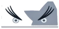 LEGO part Tile 2 x 4 with Dark Bluish Gray Eyes, Long Black Eyebrows, and Light Bluish Gray Star Shape Pattern (Super Mario Morton Upper Face) 87079pb1319