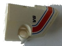 LEGO onderdeel Technic, Panel Fairing # 2 Small Smooth Short, Side B with Blue, Red and White Stripes and 'V6' Pattern (Sticker) - Set 8071 87086pb030