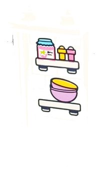 LEGO part Panel 1 x 2 x 3 with Side Supports - Hollow Studs with Jar and Bowls on Shelves Pattern (Sticker) - Set 41347 87544pb070