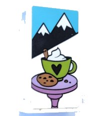 LEGO part Panel 1 x 2 x 3 with Side Supports - Hollow Studs with Mountains, Cookie and Hot Chocolate Cup with Heart Pattern (Sticker) - Set 41319 87544pb080