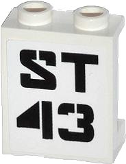 LEGO part Panel 1 x 2 x 2 with Side Supports - Hollow Studs with Black 'ST 43' Pattern (Sticker) - Set 70808 87552pb019
