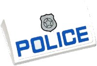 LEGO part Slope, Curved 2 x 4 x 2/3 with Bottom Tubes with Silver Police Badge and 'POLICE' Pattern (Sticker) - Sets 60043 / 60047 88930pb041