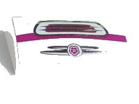 LEGO part Slope, Curved 2 x 4 x 2/3 with Bottom Tubes with Silver Grille and Magenta Stripe Pattern (Sticker) - Set 41058 88930pb103