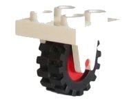 Plate, Modified 2 x 2 with Wheel Holder Bottom with Red Wheel with Black Tire Offset Tread Small (8 / 3464c02) in weiß, LEGO Teilenummer 8c02