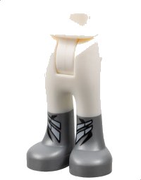 LEGO part Mini Doll Hips and Trousers with Back Pockets with Flat Silver Boots with White Clasps Pattern - Thick Hinge 92253c00pb29