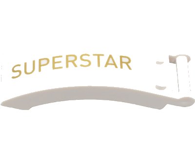LEGO part Windscreen 6 x 2 x 2 with Bar Handle with Gold 'SUPERSTAR' Pattern Model Right Side (92474pb007R)