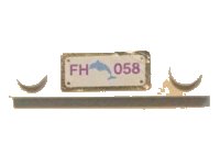 LEGO part Plate, Modified 1 x 4 with 2 Studs without Groove with 'FH 058' and Bright Light Blue Dolphin Pattern (Sticker) - Set 41058 92593pb030