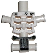 LEGO part Torso Skeleton, Angular Rib Cage with Black Holes and Cracks and Gray Loincloth Pattern 93060pb02