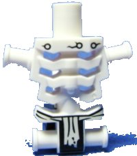 LEGO part Torso Skeleton, Angular Rib Cage with Black Holes and Cracks and White Loincloth Pattern 93060pb03