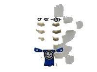 LEGO part Torso Skeleton, Angular Rib Cage with Repaired Holes and Cracks and Blue Loincloth Pattern 93060pb06