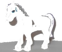 LEGO part Horse with 2 x 2 Cutout with Blue Eyes and Face Decoration, Lavender Mane and Tail Pattern 93083c01pb06