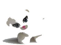 LEGO part Cat, Friends, Standing and Looking Left with Bright Light Blue Eyes, Dark Pink Nose and Mouth, and Light Bluish Gray Muzzle Pattern (Kitty) 93089pb02