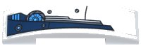 LEGO part Slope, Curved 4 x 1 x 2/3 Double with Dark Blue Stylized Wing Pattern Model Right Side (Sticker) - Set 70007 93273pb039R