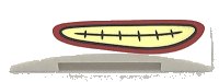 LEGO part Slope, Curved 4 x 1 x 2/3 Double with Red and Yellow Smile Pattern 93273pb080