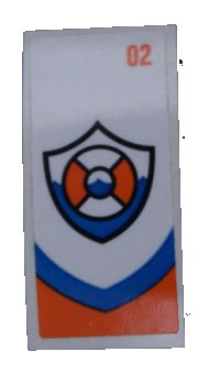 LEGO part Slope, Curved 4 x 2 with Coast Guard Logo and Number '02' Pattern on White Background (Sticker) - Set 60164 93606pb106