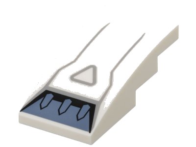 LEGO part Slope, Curved 4 x 2 with Sand Blue Air Intake Vent, Dark Bluish Gray Triangle and Lines Pattern (93606pb188)