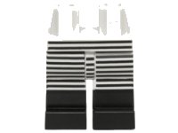 LEGO part Hips and Legs with Black Narrow Stripes and Black Boots on Front and Sides Pattern 970c00pb0441