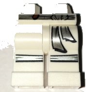 LEGO part Hips and Legs with Silver Sash and Knee Straps Pattern 970c00pb0589