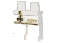 LEGO part Hips and Legs with Robe Tails with Black and Gold Trim, Gold Clasp and Ninjago Logogram 'NINJA' Pattern 970c00pb0690