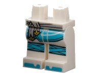 LEGO part Hips and Legs with Light Bluish Gray Sash, Medium Azure Robe Ends, Knee Wrappings, and Toes Pattern 970c00pb1511