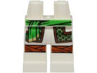 LEGO part Hips and Legs with Bright Green Sash, Robe Ends with Dark Green and Gold Trim, Dark Orange Knee Wrappings Pattern 970c00pb1599
