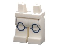 LEGO part Hips and Legs with Sand Blue Pockets and Stripes, Dark Blue Outline Hexagon Knee Pads Pattern 970c00pb1623