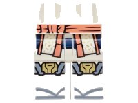 LEGO part Hips and Legs with Coral Sash, Robe Ends with Dark Blue Hem, Gold Knee Pads and Sand Blue Toes Pattern 970c00pb1791