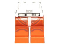 LEGO part Hips and Orange Legs with Black Outlined Belt and Dark Bluish Gray Stripes Pattern 970c04pb10