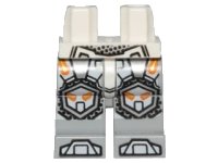 LEGO part Hips and Light Bluish Gray Legs with Orange and Gold Circuitry and Silver and White Armor, Knee Pads and Boots Pattern 970c86pb22