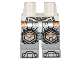 LEGO onderdeel Hips and Light Bluish Gray Legs with Orange and Gold Circuitry and Silver and White Armor, Knee Pads and Boots Pattern (970c86pb22)