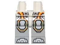 LEGO part Hips and Light Bluish Gray Legs with Gray Armor and Orange and Yellow Circuitry, Gray Hexagonal Knee Pads and Gray Boots Pattern 970c86pb27