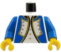 LEGO onderdeel Torso Imperial Governor / Admiral Blue Uniform Jacket with Black and Gold Trim and Silver Buttons over Shirt with Buttons Pattern / Blue Arms / Yellow Hands 973p3rc01