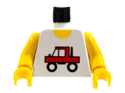 LEGO onderdeel Torso Town Trucker Red Truck Logo Pattern / Yellow Arms / Yellow Hands (973pb0006c01)