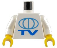 LEGO part Torso TV Globe Big Pattern / White Arms / Yellow Hands 973pb0025c01