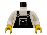 LEGO onderdeel Torso Overalls Black with Pocket Pattern / White Arms / Yellow Hands 973pb0202c01