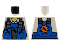 LEGO part Torso Power Miners Blue Vest over Shirt with Collar Pattern 973pb0535