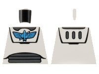LEGO part Torso Spacesuit with Medium Blue Star Command Logo, Dark Bluish Gray Neck and Stomach Panels Pattern 973pb0633