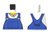 LEGO part Torso V-Neck Shirt with Blue Overalls - Printed Back Pattern 973pb0649