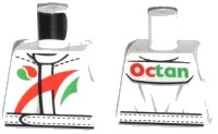 LEGO part Torso Octan Logo Jacket with Red and Green Stripe Pattern 973pb1373