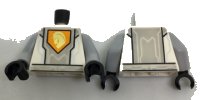LEGO part Torso Nexo Knights Armor, Silver Circuits, Light Bluish Gray Panel, Orange Emblem, Yellow Horse Head Pattern / Light Bluish Gray Arms / Black Hands 973pb2744c01
