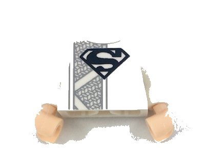 LEGO part Torso Robe with Black Superman 'S' Logo and Dark Bluish Gray Mesh Stripe Pattern / White Arms / Light Nougat Hands (973pb2936c01)