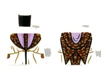 LEGO part Torso Robe with Reddish Brown and Dark Tan Tie and Lapels, Lavender Shirt Pattern 973pb3696