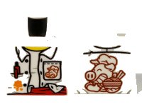 LEGO part Torso Unbuttoned Shirt, Red Pen and Sash, Orange Splotch, Pigsy Logo on Pocket and Back Pattern 973pb3893